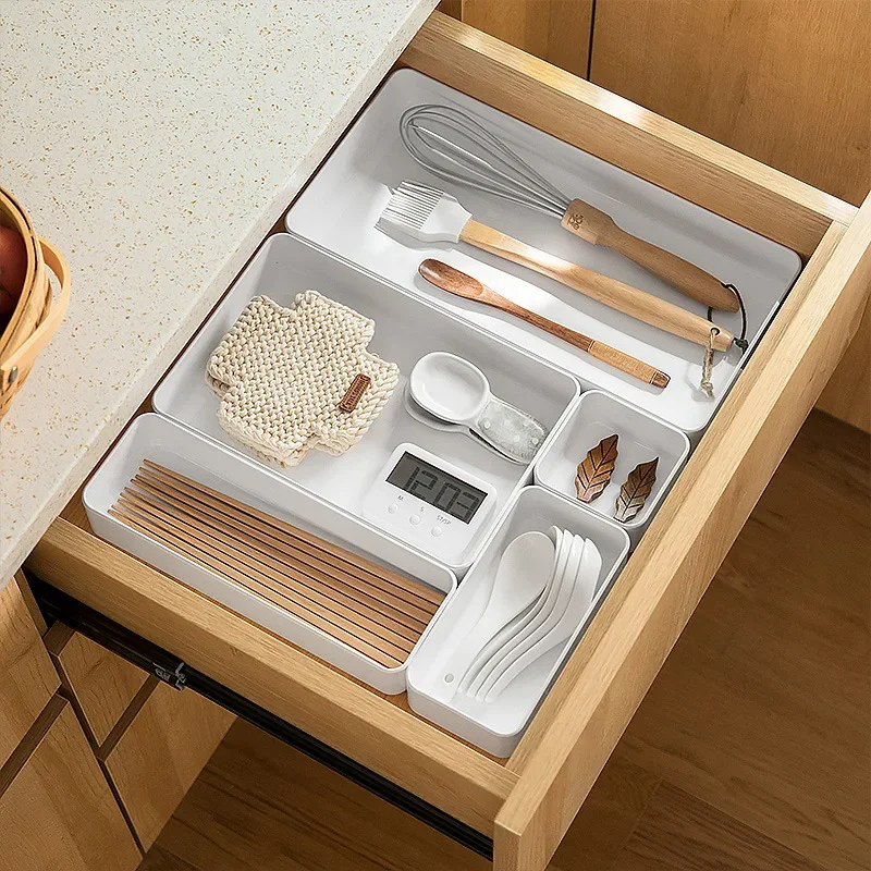 Organizer Box Desktop Plastic Divider Ware Storage Box 1 Pc Kitchen Drawer Organizer Box Divider Chopsticks Tableware