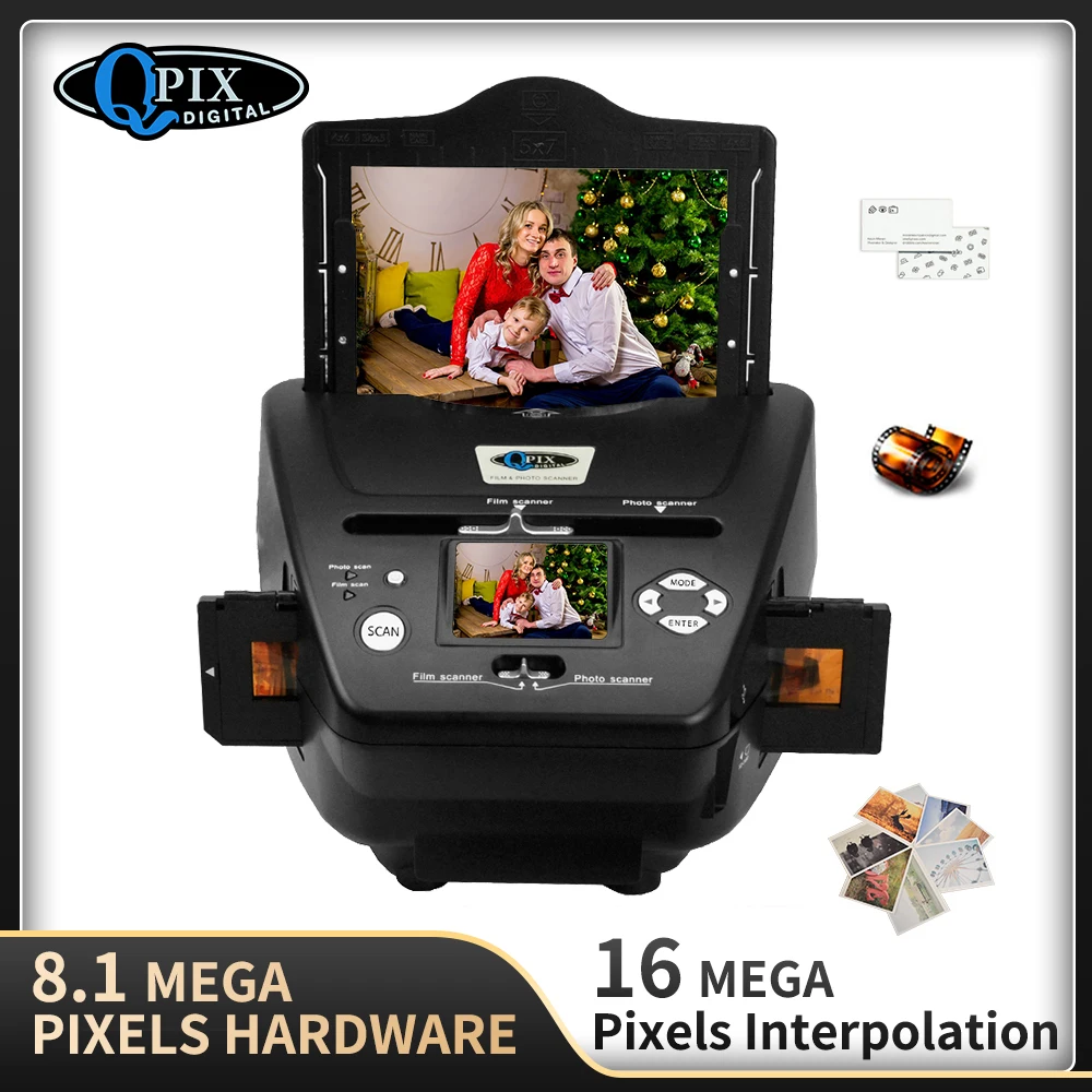 Digital Film Photo Scanner 16 Mega Pixels em Converter 35 mm 135 Deslize Cartão de Nome Negativo 2.4 Lcd