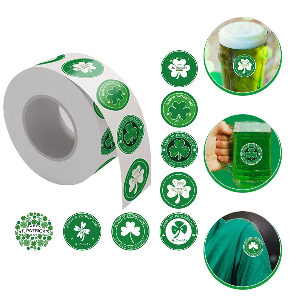 

500Pcs St Patrick's Day Clover Stickers Premium Paper Stickers DIY Gift Decals Scrapbooking Holiday Craft Decorations