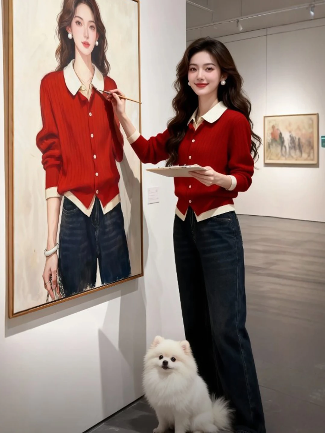 

Красный облегающий вязаный свитер для женщин: модный, уникальный, красивый топ, одежда для Весеннего фестиваля, теплый, мягкий, средней толщины, хлопок