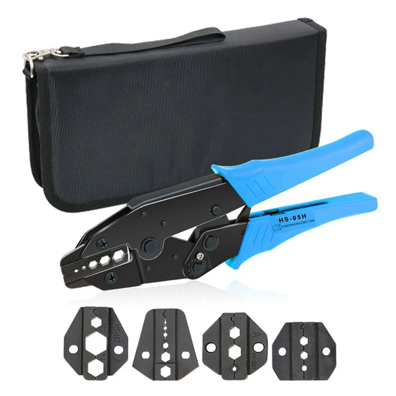 Coaxial Cable Crimping Pliers Set HS-05H Crimping Pliers With 4 Jaws Are Suitable For RG55 RG58 RG59 Parts 62 Ratchet Tools