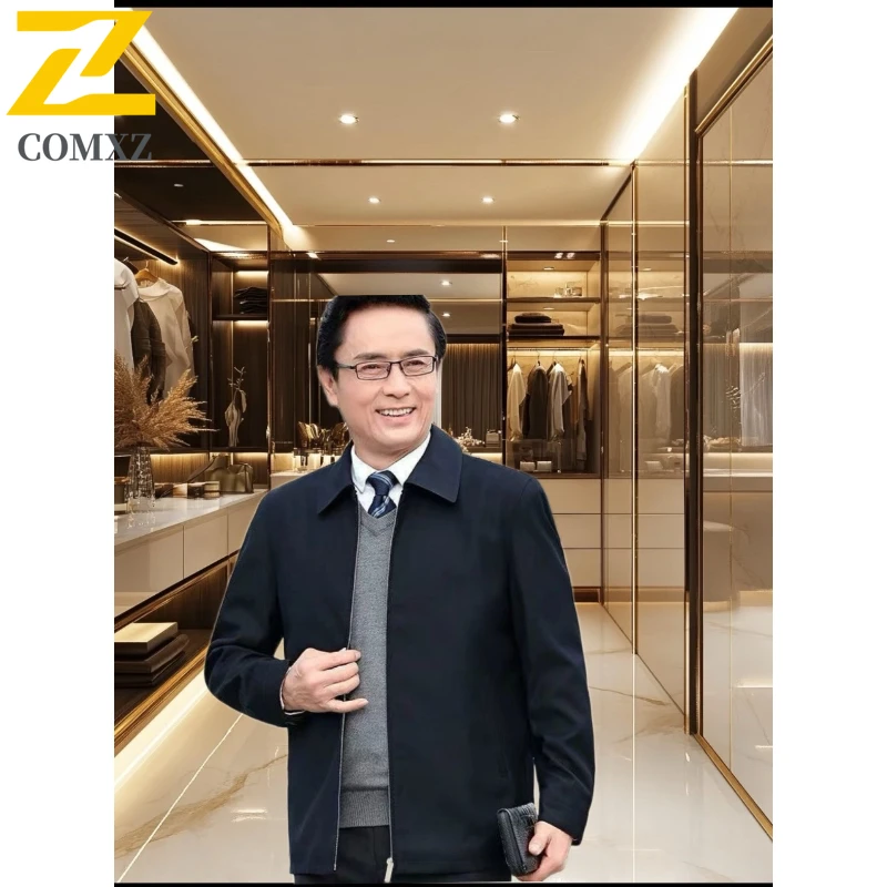 

COMXZ Мужская куртка премиум-класса, деловая повседневная куртка с воротником-стойкой, легкая роскошная офисная дорожная куртка для гольфа, уличный приталенный пиджак, ветровка