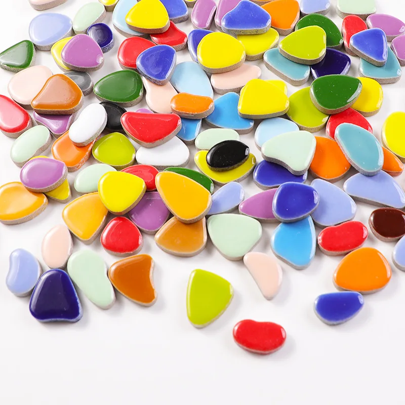 Azulejos de mosaico irregulares de cerámica multicolor de 50 g |   Fabricación de mosaicos, arte de piedra, arte en forma de corazón, arte de decoración de pared para el hogar