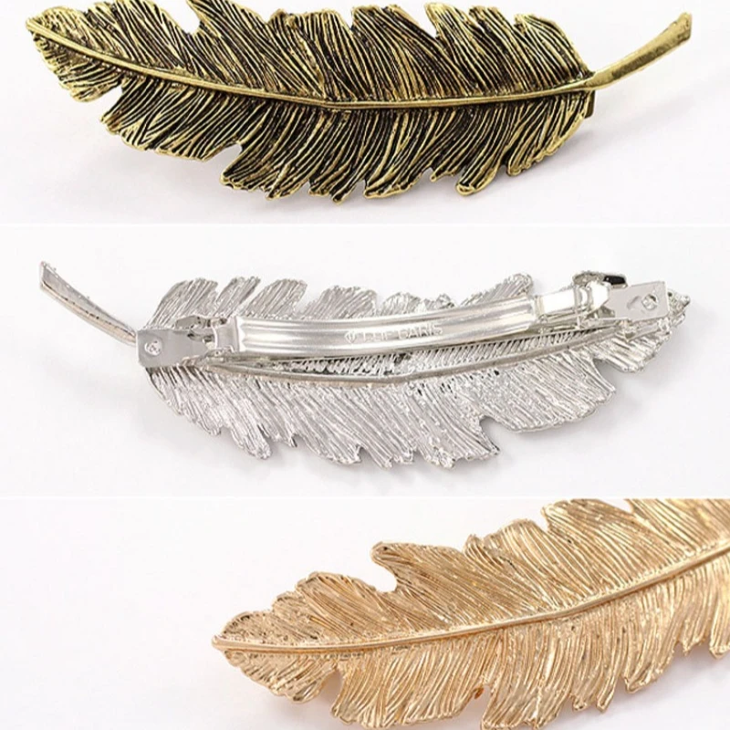 Feather Hairpin เวอร์ชั่นเกาหลีเครื่องประดับที่เรียบง่ายและยุ้ยอารมณ์หมวกอุปกรณ์เสริมผมคลิปผมสําหรับผู้หญิง