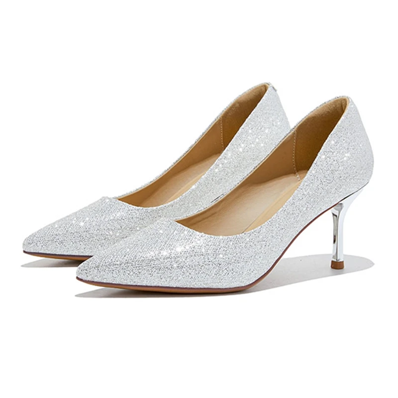 AIYUQI Women's Crystal Pointed Toe Stiletto Wedding Heels