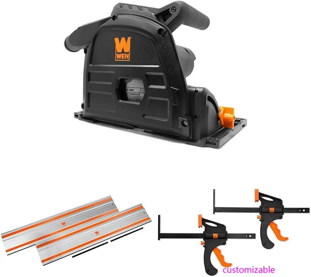 Serra circular de trilha lateral de corte profundo de 10 amperios e 6,5 polegadas com trilho guia de trilha de serra de 110 polegadas e braçadeiras (CT1065, CT9110)
