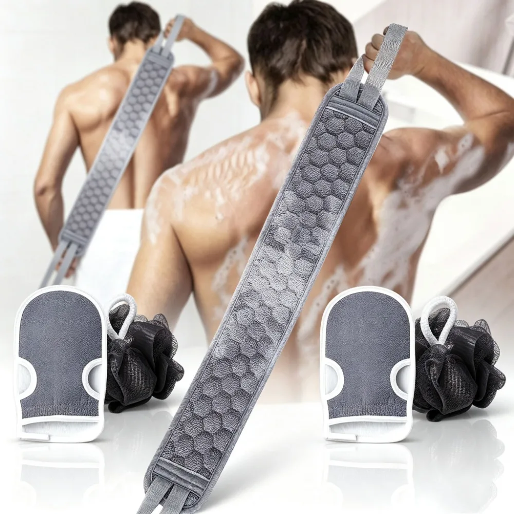 Exfoliating Body Scrubber Set Back Scrubber Bath Glove Shower Sponge Loofah Deep Clean Vitalize