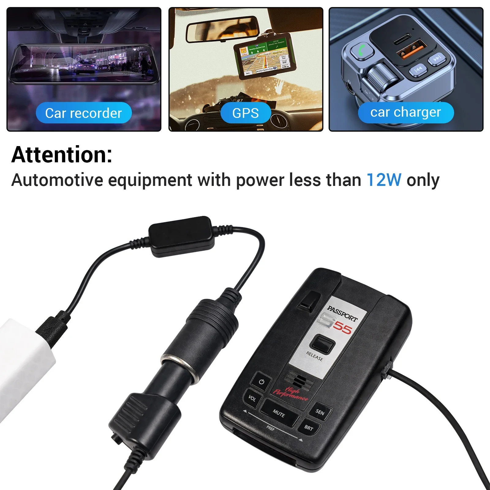 5V To 12V Converter Cable Extender USB or Type C Chargers To Cigarette Lighter Socket Power Adapter Electronics Car Accessories view 5