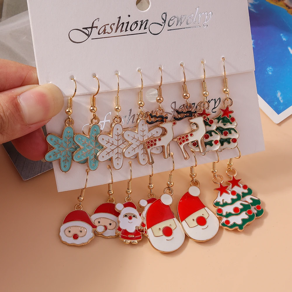 

Aihua New Christmas Earrings Cute Santa Claus Deer Star Christmas Tree Drop Earring For Women New Year Party Jewelry Gifts