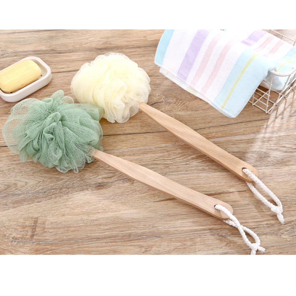 

3pcs Bath Ball Towel Shower Brush Back Scrubber Long Handle Dry Body Eco Nylon Ergonomic Safe Remove Skin Dirt Circulation Soft