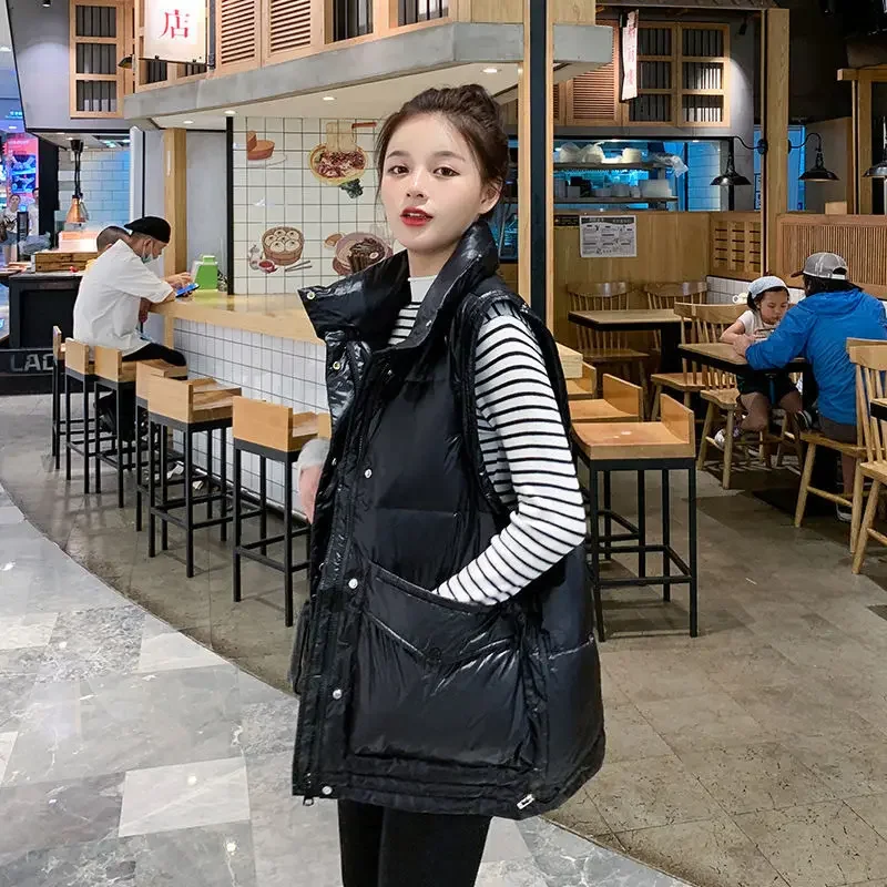 

Winter Sleeveless Puffer Jacket Vest Women Sleeveless Cardigan Cotton Vest Waistcoat Korean Fashion Coat Casual Loose Jacket