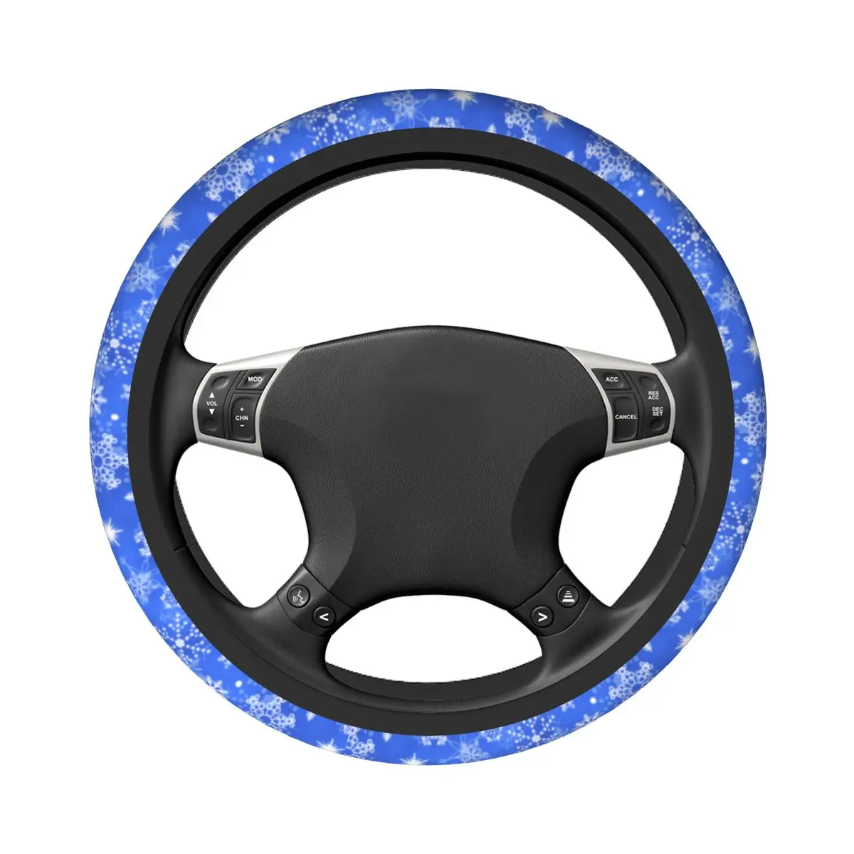 37-38 Car Steering Wheel Covers Blue Snowflake Pattern Soft Christmas Auto Decoration Suitable Car Accessories