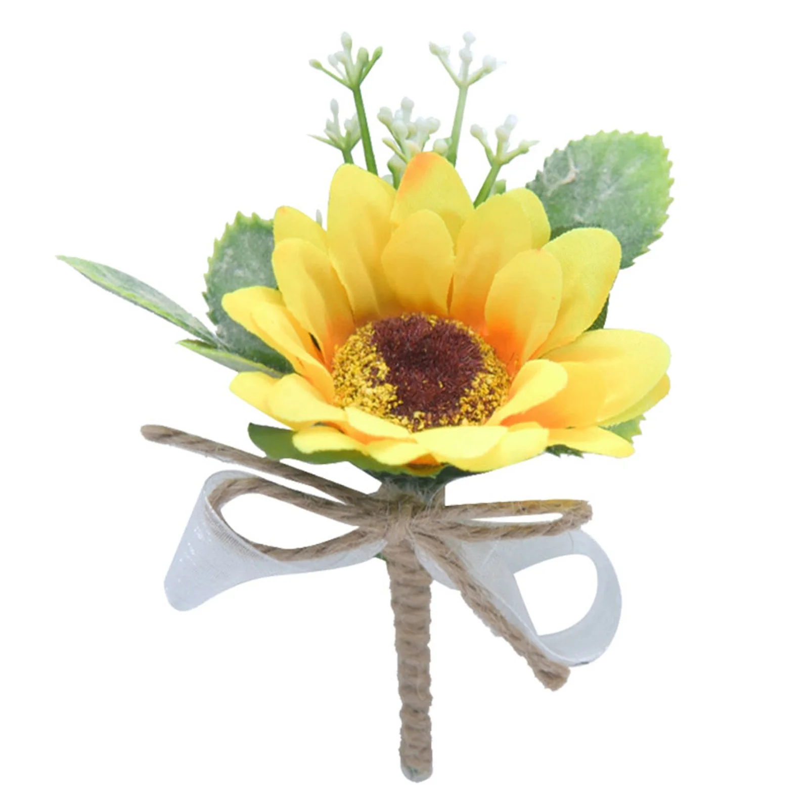 

Sunflower Corsage Bridal Groom Breastpins Elegant Artificial Flower Brooch Pins for Wedding Party Dress Accessories