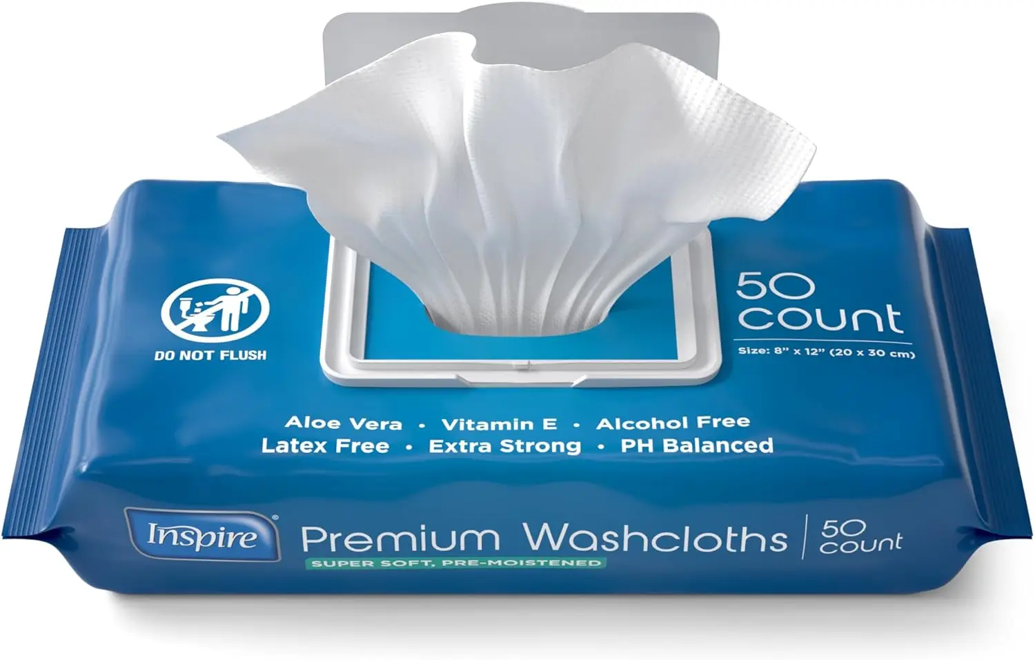 Adult Wet Wipes for Incontinence and Cleansing, 8x12 Inches, Pack of 50, Gentle and Disposable