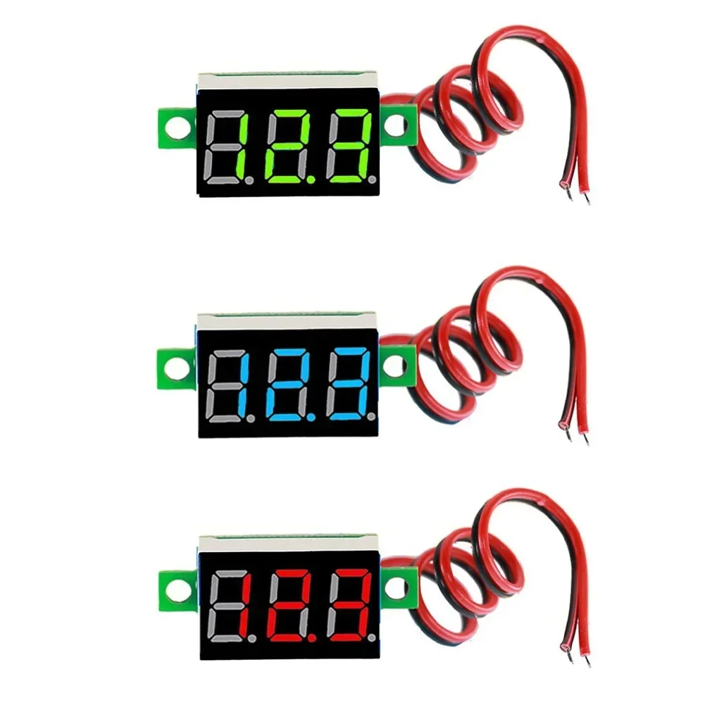 1pc 0.36 Inch LED Digital Voltage Table 2-line DC Voltage Table Red Blue Green DC4.5-30V Voltmeter LED Display Measuring Tool