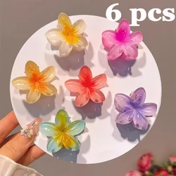 6Pcs/2Pcs Sweet Gradient Flower Acrylic Hair Claws Clip for Women Girls Hairpins Summer Beach Hawaiian Headwear Hair Accessories