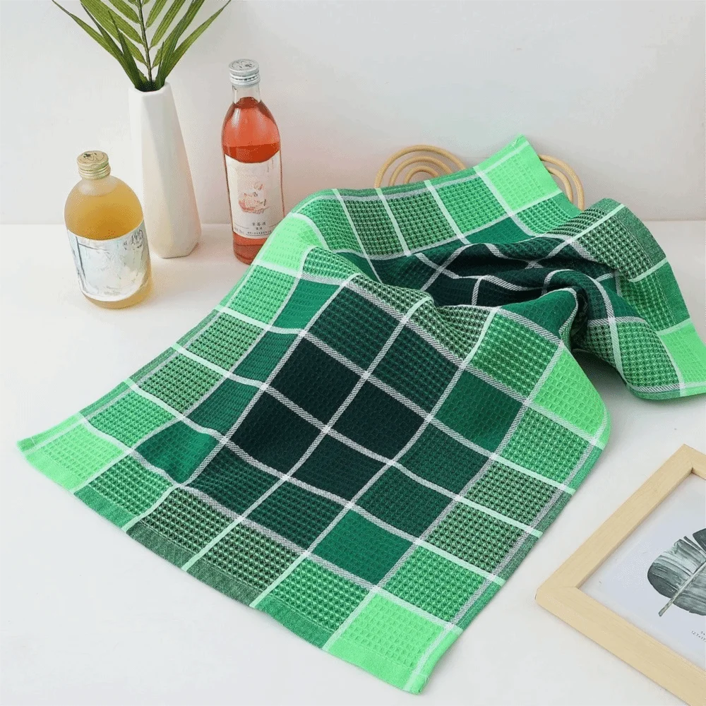 

4 Pieces Practical Cotton Yarn Waffle Cleaning Clothes Soft Absorbent Kitchen Grid Dish Towel Rectangular Tea Towel Pot