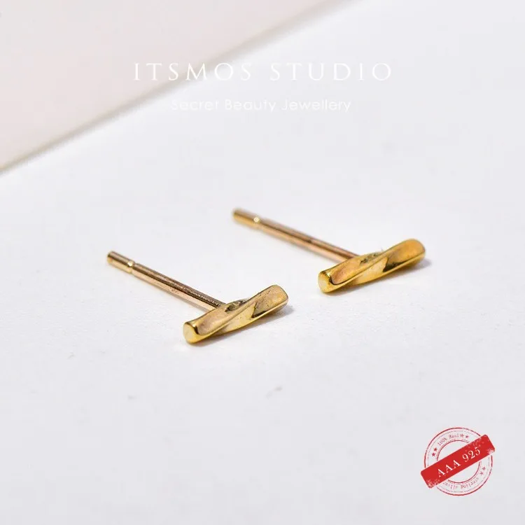 

Золотые витые серьги-цепочки ITSMOS из стерлингового серебра 925 пробы с покрытием из золота 18 карат, гладкие, полированные, плоские серьги-гвоздики для хряща, минималистичные украшения