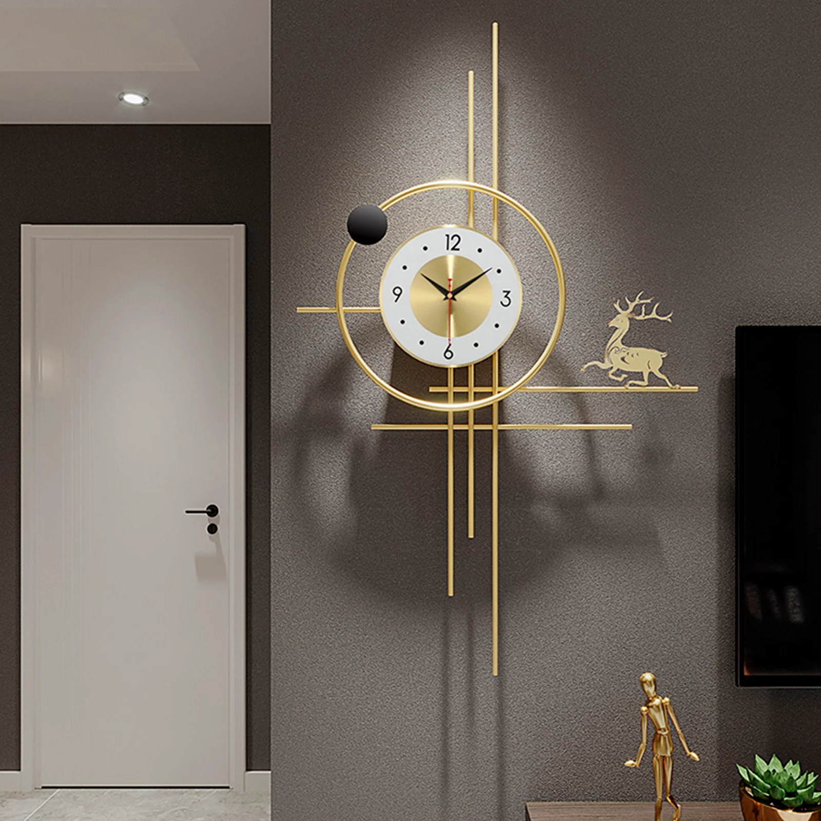 Large Wall Clock Metal Decorative,Silent Non-Ticking Big Clocks, Modern Home Decorations for Living RoomDia 38.6 inch