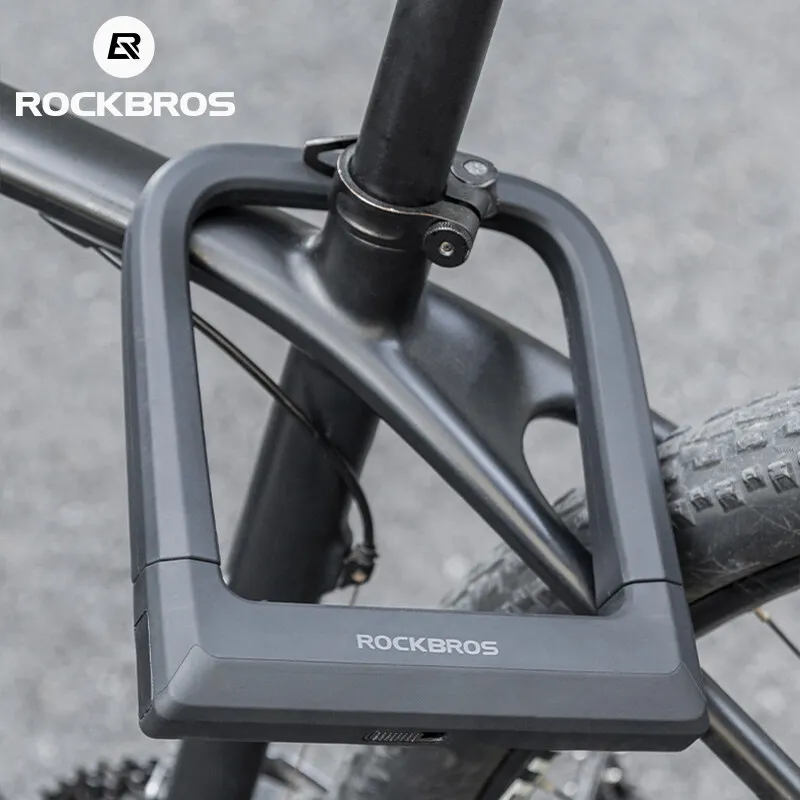 ROCKBROS Bike Silicone U-lock MTB Road Bicycle Waterproof Stable Anti-theft Lock Multifunctional Lock For Motorcycle Safety Bike