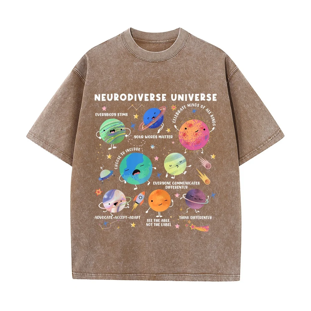 Neurodiverse Universe Space Planet Special Education Teacher T-Shirt מותגים Hombre Ropa Kitten Tee Cotton T Shirt Pet Owner