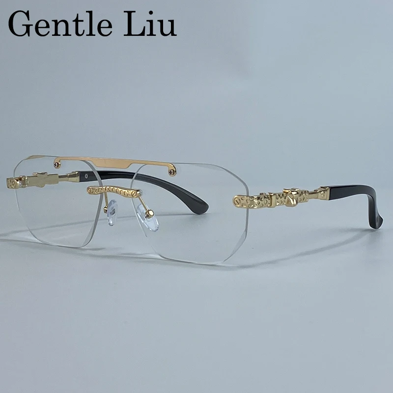 

Vintage Punk Rimless Polygon Sunglasses Men 2025 Luxury Brand Square Trendy Sun Glasses For Male UV400 Driving Eyewear Shades