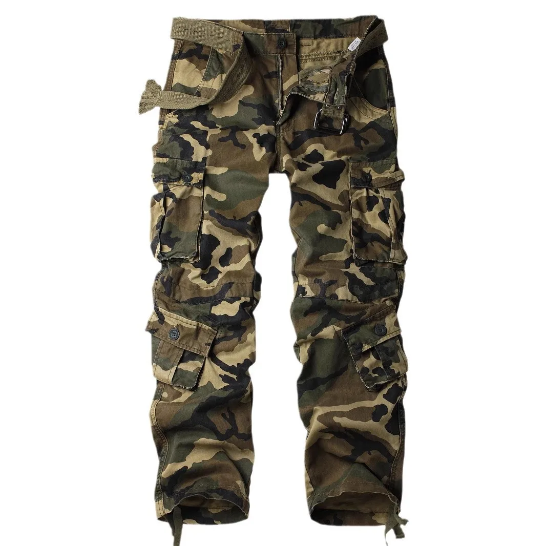

Men's Camouflage Long Pants Multiple kets Slim Fit Cotton 00% Casual Trousers Cross-Border Temu Summer Faion