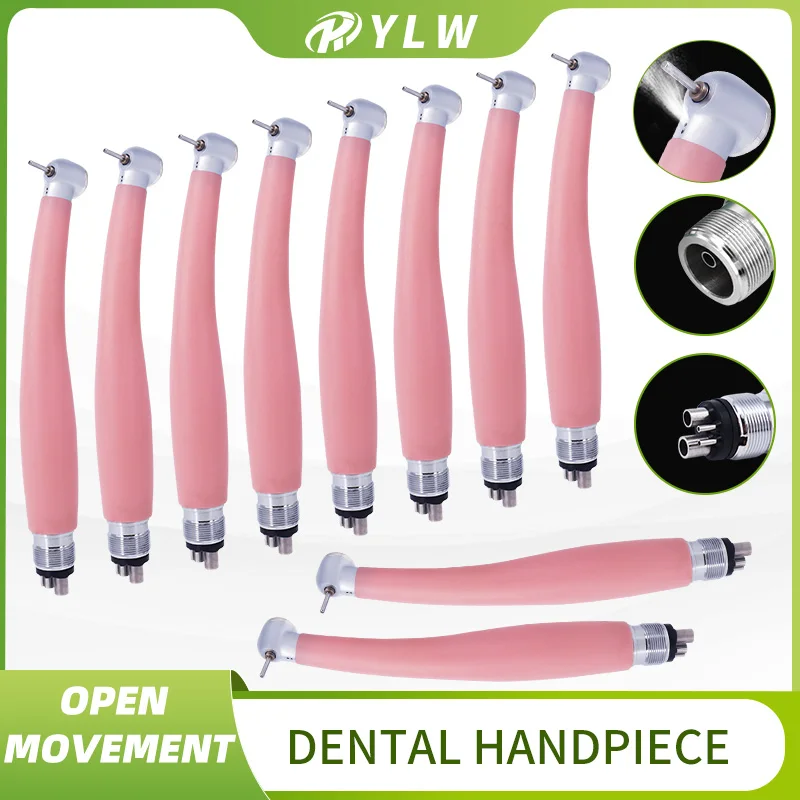 

Pink Dental Handpiece LED High Speed 10PCS Rotation Pen 3 Water Spray Push Button Nanotechnology with Light Dentistry