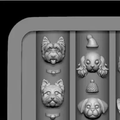 Silikonowa forma do zdobienia paznokci DIY 3D, urocza forma do paznokci w kształcie psa z kreskówki, przezroczysty szablon do rzeźbienia paznokci.