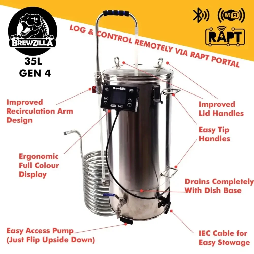 Kegland brewzilla 35l-gen 4 tudo em uma máquina cerveja homebrew