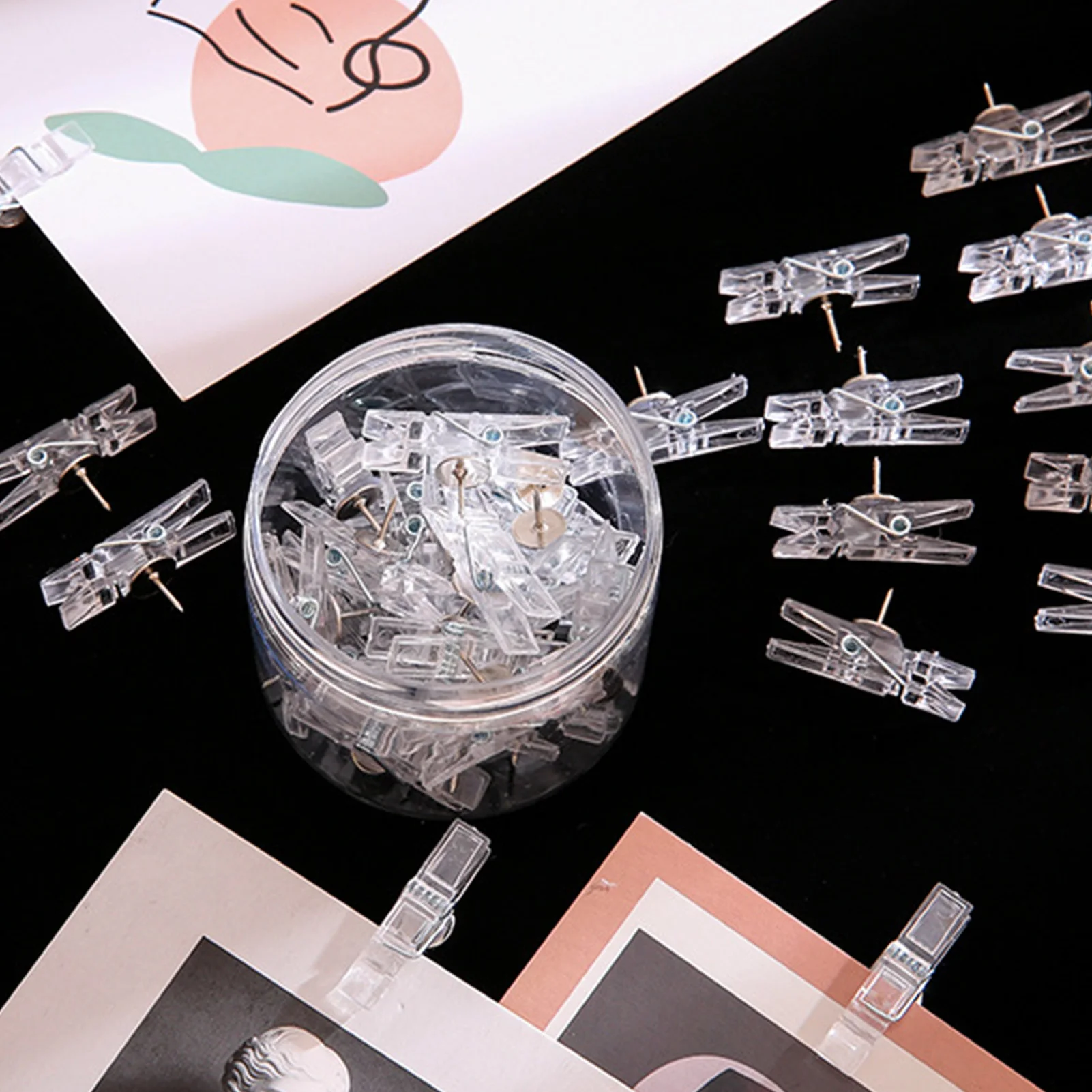 20 قطعة مشبك متعدد الوظائف Thumbtack الفلين البلاستيك الشفاف صور المنزل الجدار الديكور كليب شفافة ورأى الأظافر المعدنية