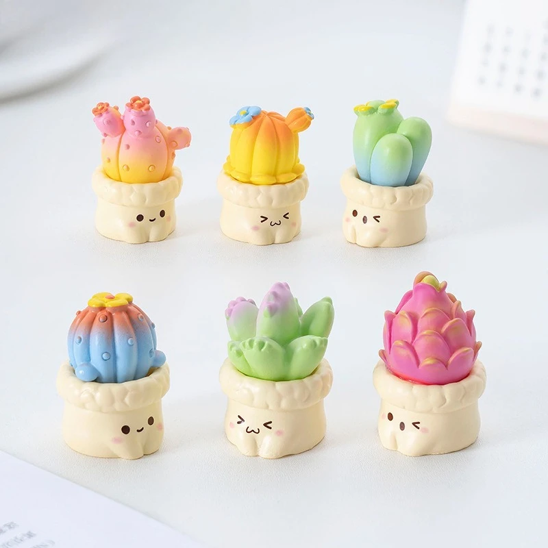New Miniature Cactus Figurines Succulent Fairy Tale Garden Decoration Crafts Mini Fairy Garden Ornament Home Decor Accessories