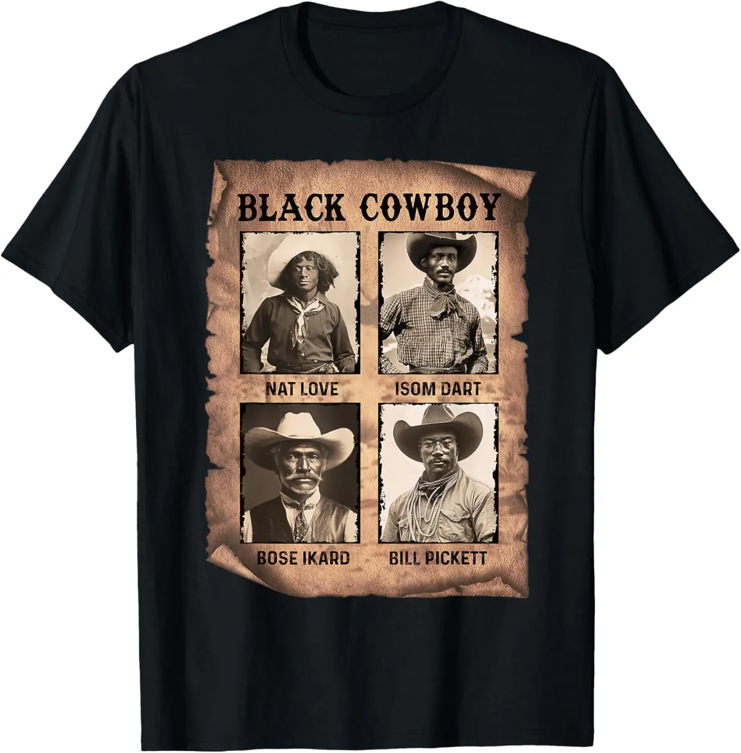 Cowboy Western Rodeo Melanin Black History Texas Men T-Shirt 100% Cotton Trendy Y2K Short-Sleeve Tee-Soft, Quick-Drying,