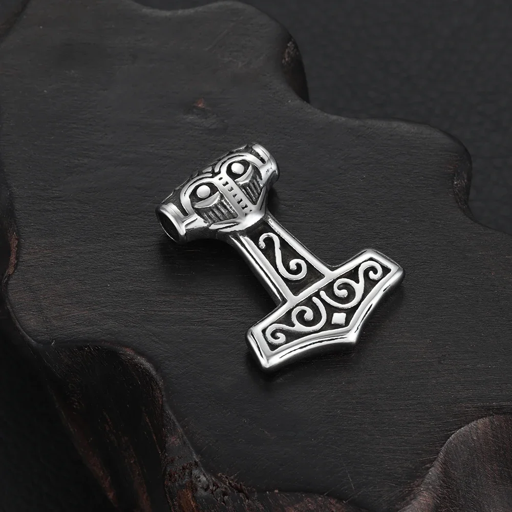 Stainless Steel Viking Thor Hammer Pendant Hole 4mm for Necklace DIY Accessories Findings Jewelry Making Men Charm Supplies