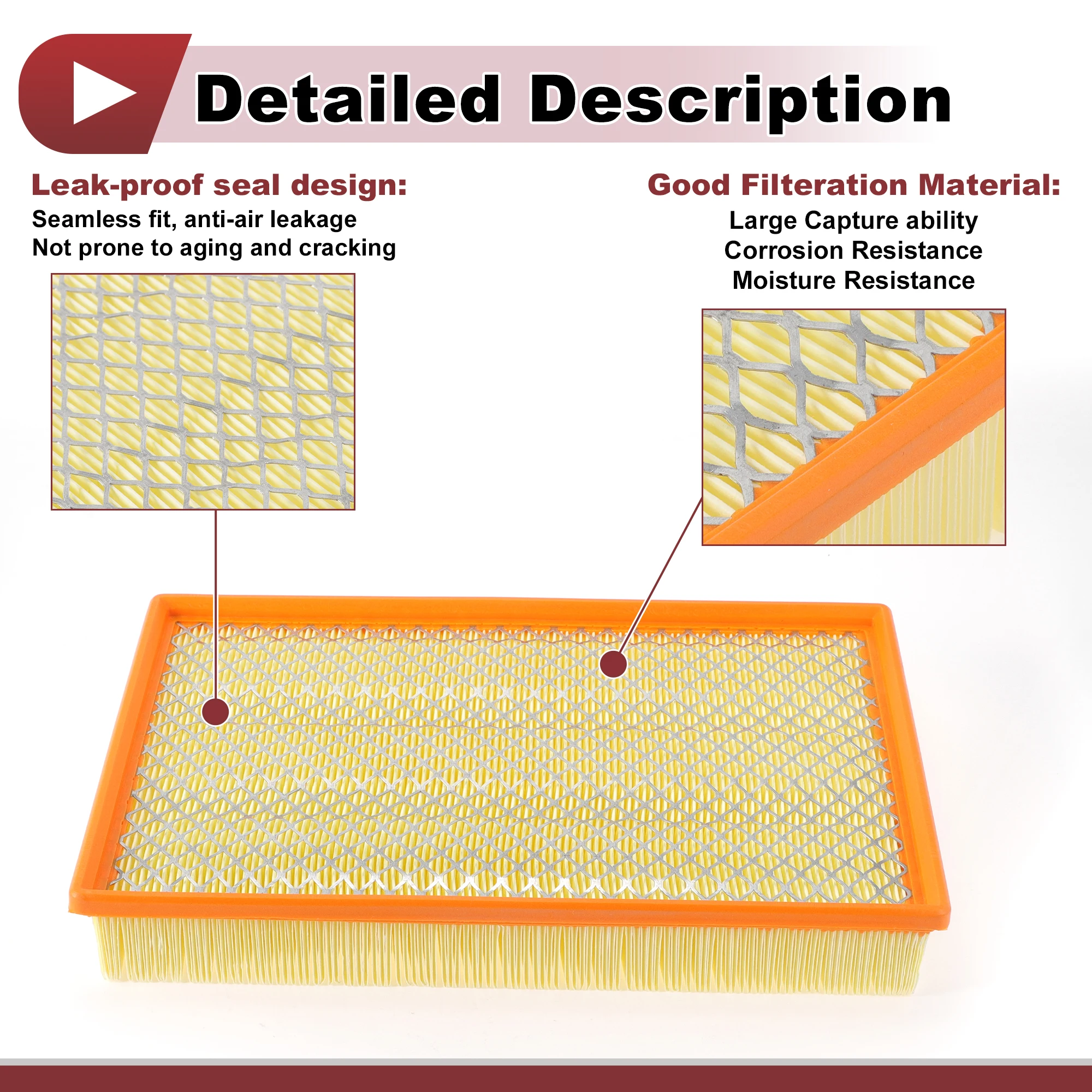 UXCELL Car Engine Air Filter for Dodge for Ram 3500 Laramie, SLT, ST 5.7L V8 - Gas 2006, 2008, 2009 Air Cleaner Element 1 Pc