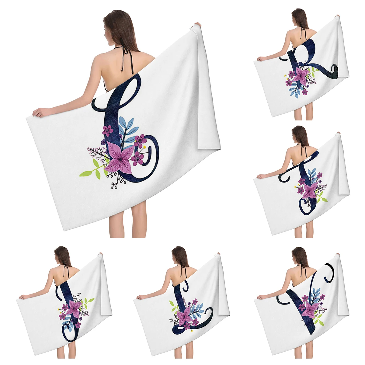 Home bath towels for the body towels bathroom letters and flower quick drying microfiber beach towel man and women large sports