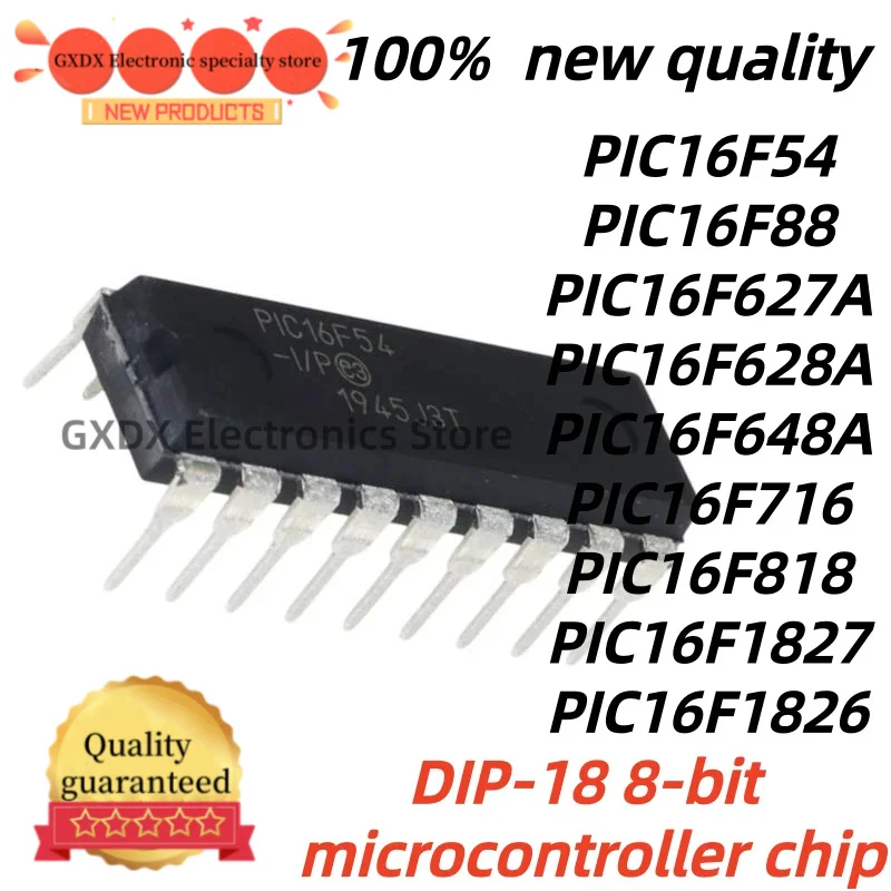 5Uds PIC16F818 PIC16F1826 PIC16F1827 PIC16F54 PIC16F88 PIC16F627A PIC16F628A PIC16F648A PIC16F716-I/P DIP-18 IC Chip In Stock