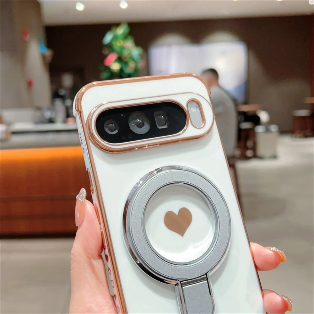 حافظة فاخرة أنيقة بحلقة مغناطيسية لهاتف جوجل بيكسل 10 9 برو XL 8 A مع سوار معصم محمول غطاء مقاوم للصدمات