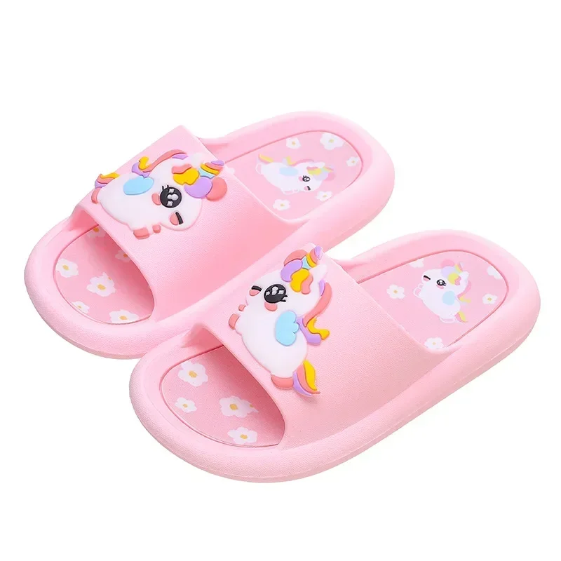 Scarpe estive per bambini per la casa Infradito Pantofole per neonate per bambini Cartoon Unicorn Bagno Scivoli antiscivolo con suola spessa