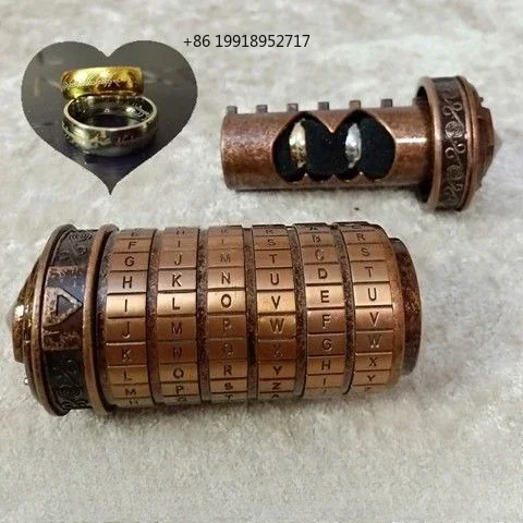 Leonardo Da Vinci Code Metal Cryptex Lock Toy with Letter Rings - Wedding Valentine's Day Gift - Password Escape Chamber Prop