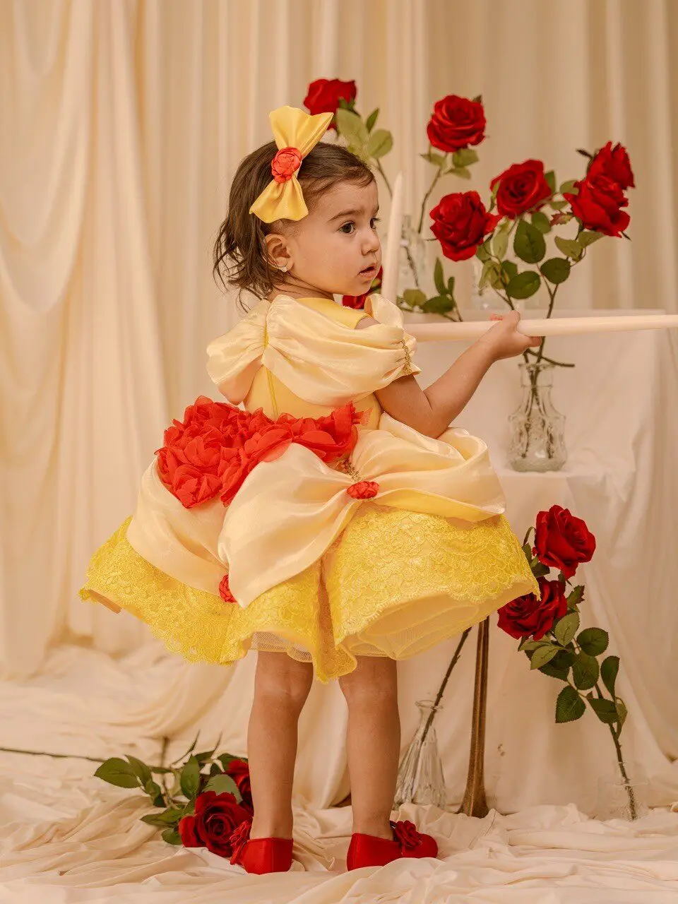 Custom Flower Girl Dress Wedding Gown Birthday Party Pageant Dress Lace 3D Floral Satin Princess Dress For Girls فساتين بنات