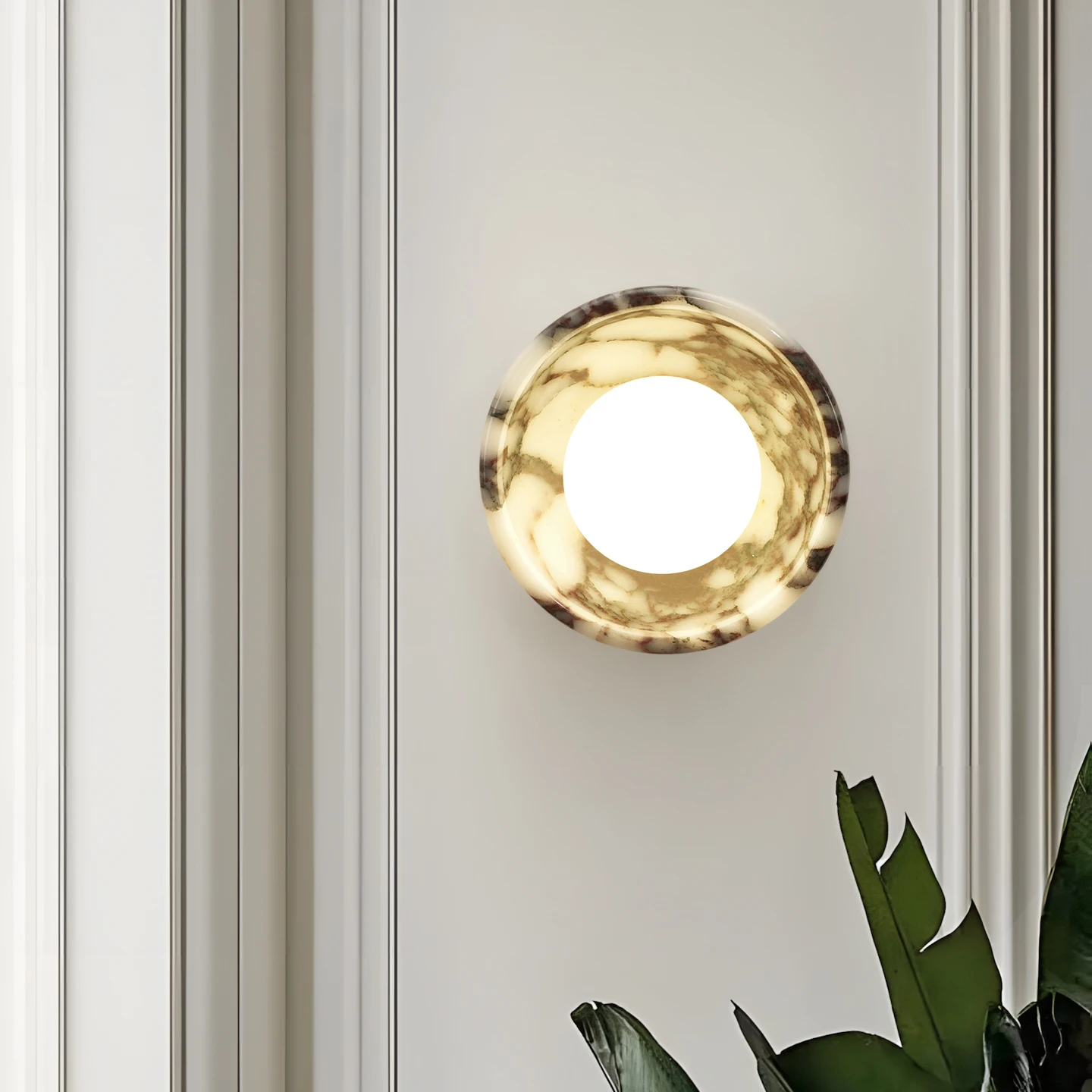 New Arrival Modern Wall Sconce, Natural Marble Slab with Black Base, High Quality Luxury Wall Lamp for Living Room