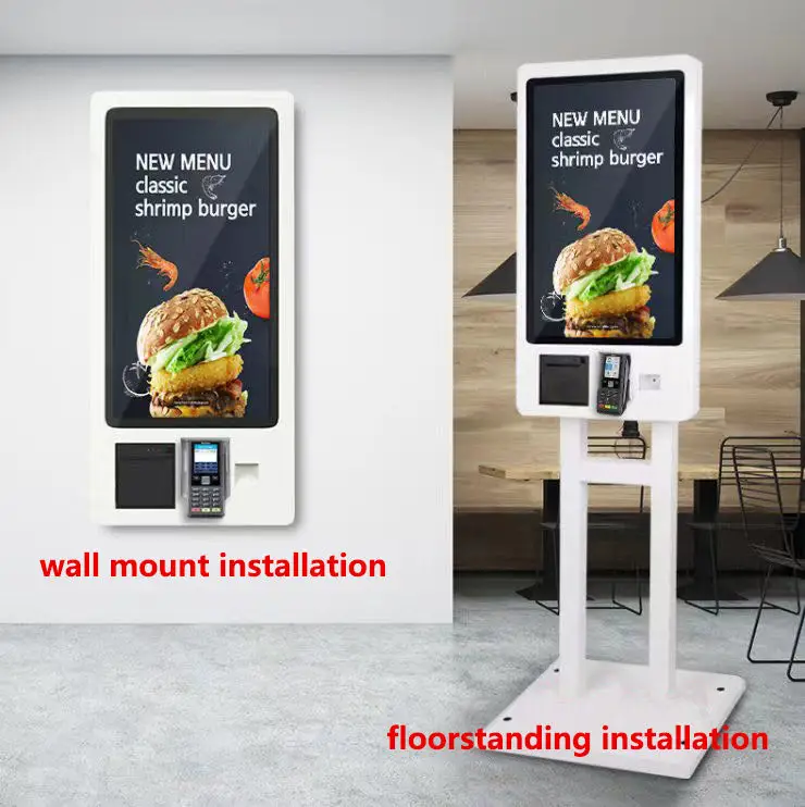 24 27 32 Inch Interactive Self Service Payment Kiosk Automatic Touch Screen Kiosk Self Ordering Kiosk for Restaurant