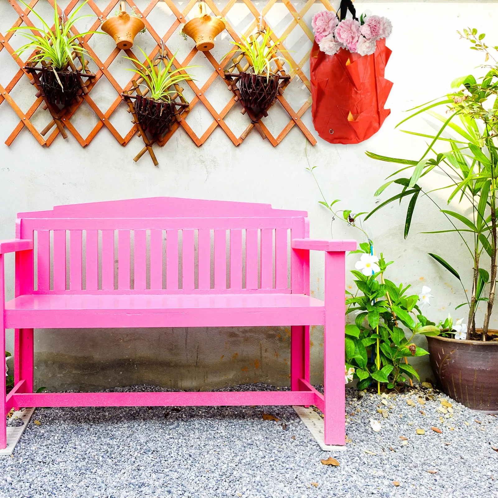 1Pcs Hanging Wall Large Pockets Plant Pot Pe Strawberry Plant Grow Bag Multi-Pockets Vertical Hanging Planter for Indoor Outdoor