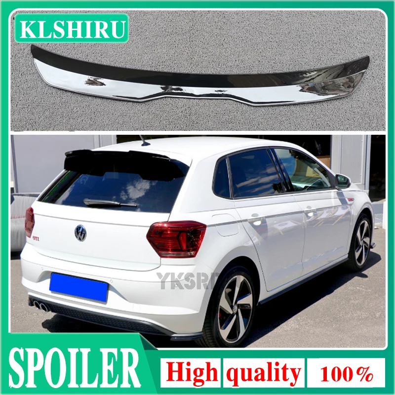 SPOILER EXTENSION For Volkswagen Polo AW MK6 Spoiler Lip ABS Plastic Glossy Black For VW Polo AW GTI R-Line 2018 - UP Roof Wing