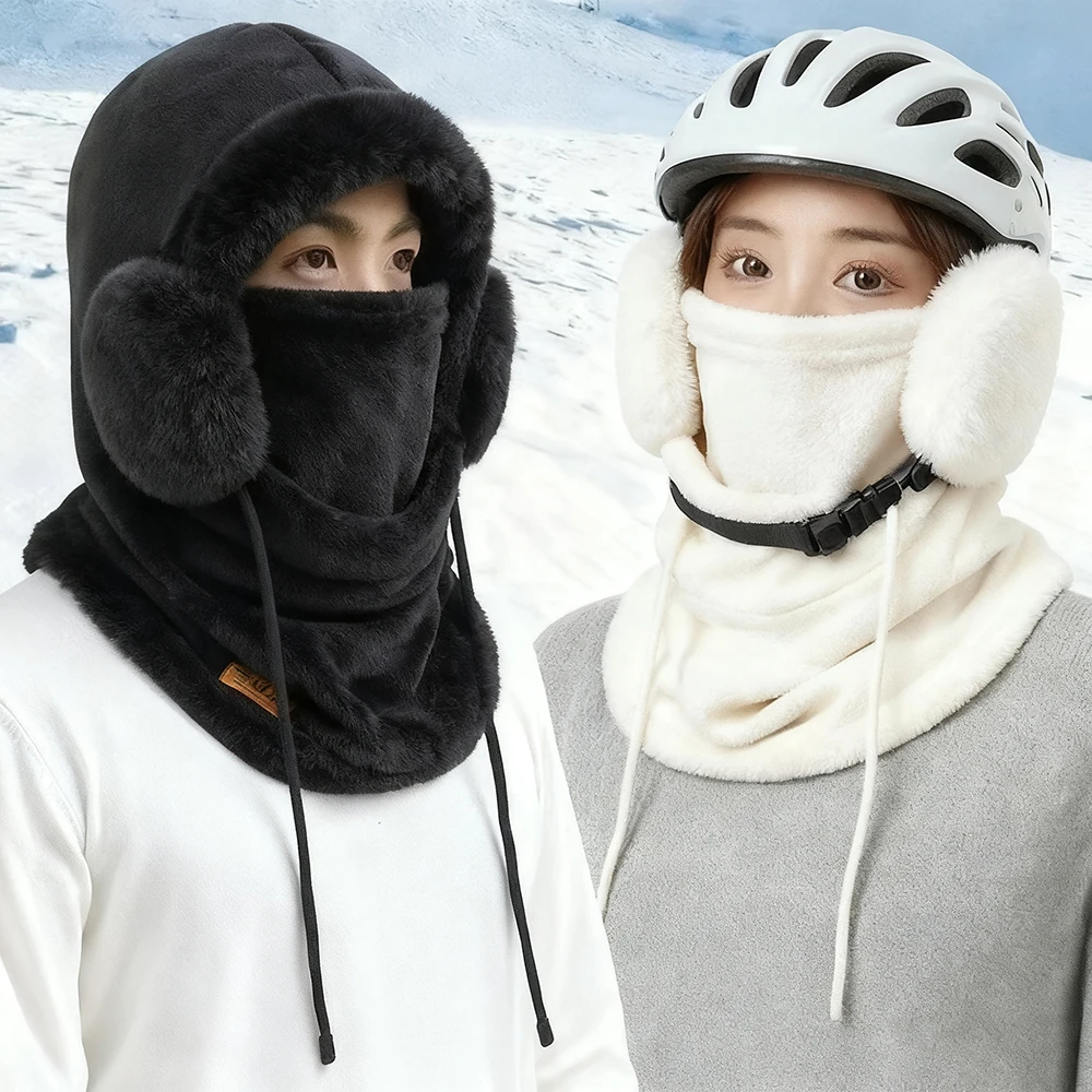 

Riding Winter Warm Hat With Mask And Neck Warmer 3-in-1 Windproof Balaclava For Men And Women Cycling Cold Weather Protection