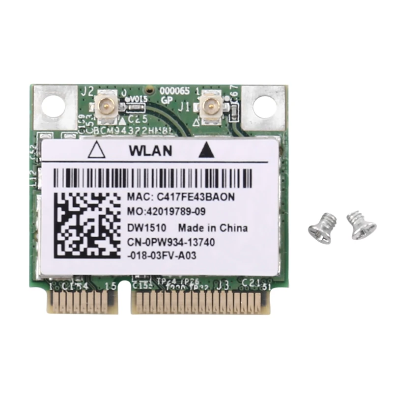 RISE-BCM94322HM8L BCM94322 Dual Band 300Mbps Mini PCIE Wifi Wireless Network Card 802.11A/B/G/N DW1510 For Mac OS/Hackintosh