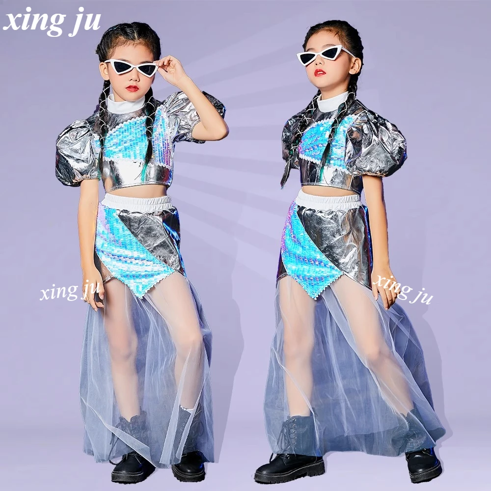 

Girls Jazz Dance Suit Fashion Performance Clothes Kpop Group Hip Hop Outfits Summer Punk Style Tops Skirts Street Dance Costumes