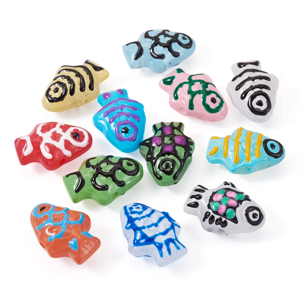 

12~20pcs Cute Lampwork Enamel Fish Beads Hand Drawn Fish Beads Colorful Accessories for Women Bracelet Earrings Diy Supplies