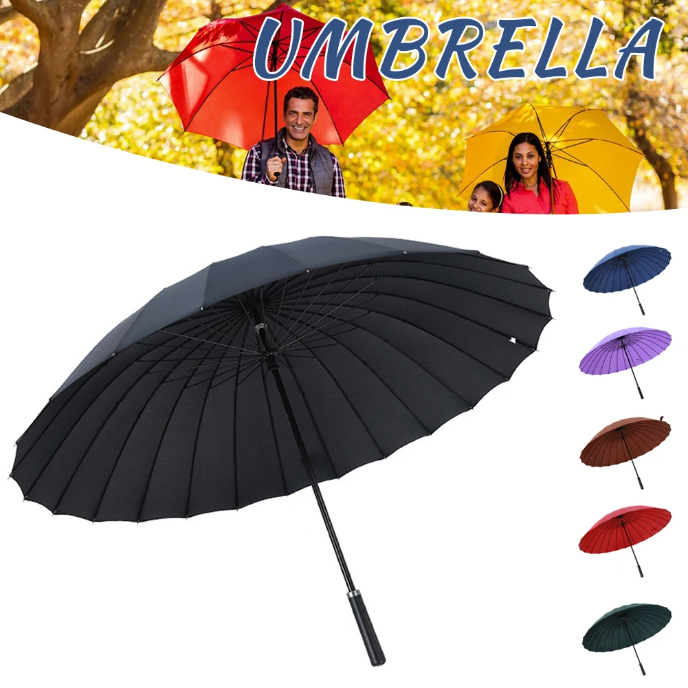 24 Bone Long Handle Large Umbrellas Reinforcement Windproof Parasols Sun Rain Umbrellas for Women Men